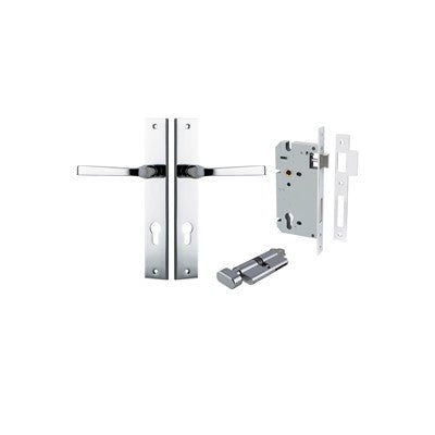 Iver Door Lever Annecy Rectangular Polished Chrome Key / Thumb Entrance Kit