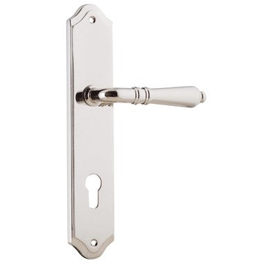 Iver Door Lever Sarlat Shouldered Euro Pair Polished Nickel CTC85mm L111xP55mm BPH250xW48mm