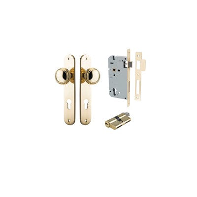 Iver Door Knob Paddington Oval Polished Brass Key / Key Entrance Kit