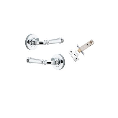 Iver Door Lever Verona Rose Round Polished Chrome Inbuilt Privacy Kit