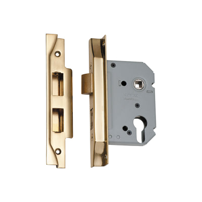 Tradco Mortice Lock Euro Rebated Polished Brass CTC47.5mm Backset 57mm