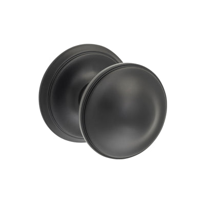 Tradco Centre Door Knob Classic Round Matt Black P86mm Backplate 85mm