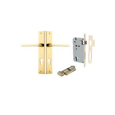 Iver Door Lever Baltimore Rectangular Polished Brass Key / Thumb Entrance Kit