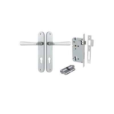 Iver Door Lever Copenhagen Oval Brushed Chrome Key / Key Entrance Kit