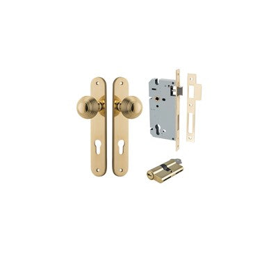 Iver Door Knob Guildford Oval Polished Brass Key / Key Entrance Kit