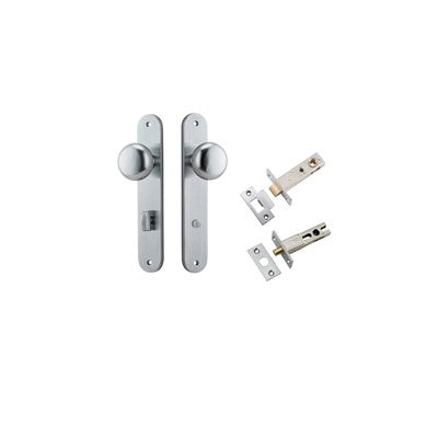 Iver Door Knob Cambridge Oval Brushed Chrome Privacy Kit