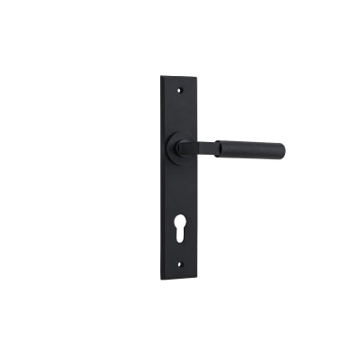 Iver Door Lever Brunswick Chamfered Euro Pair Matt Black CTC85mm L120xP59mm BPH240xW50mm