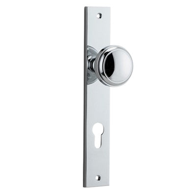 Iver Door Knob Paddington Rectangular Euro Pair Polished Chrome CTC85mm D55xP61mm BPH240xW38mm