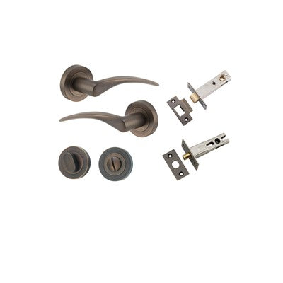 Iver Door Lever Oxford Rose Round Signature Brass Privacy Kit