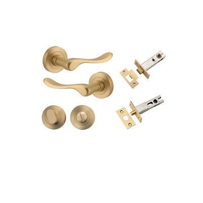 Iver Door Lever Stirling Rose Round Brushed Brass Privacy Kit