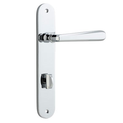 Iver Door Lever Copenhagen Oval Privacy Pair Polished Chrome CTC85mm L120xP57mm BPH240xW40mm