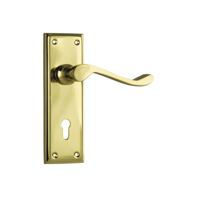 Tradco Door Lever Camden Lock Pair Polished Brass H152xW50xP60mm