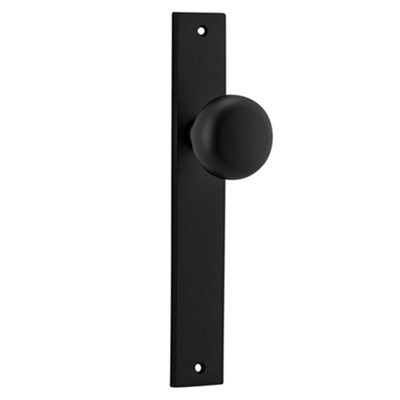 Iver Door Knob Cambridge Rectangular Latch Pair Matt Black D55xP60mm BPH240xW38mm