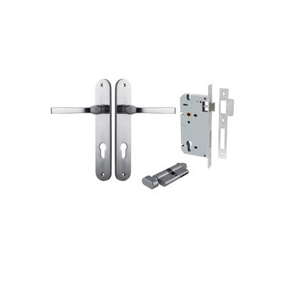 Iver Door Lever Annecy Oval Brushed Chrome Key / Thumb Entrance Kit