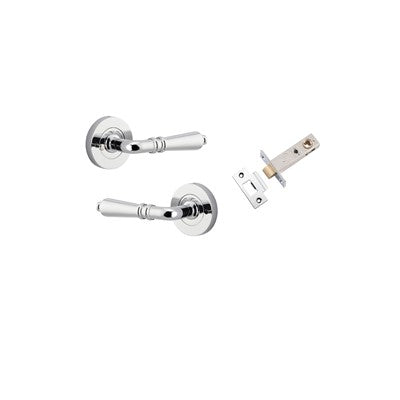 Iver Door Lever Sarlat Rose Round Polished Chrome Inbuilt Privacy Kit