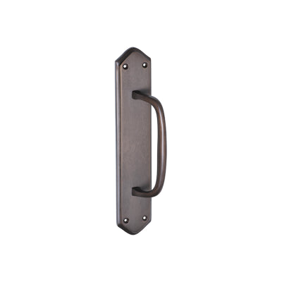 Tradco Pull Handle Offset Backplate Antique Brass H250xW50xP50mm