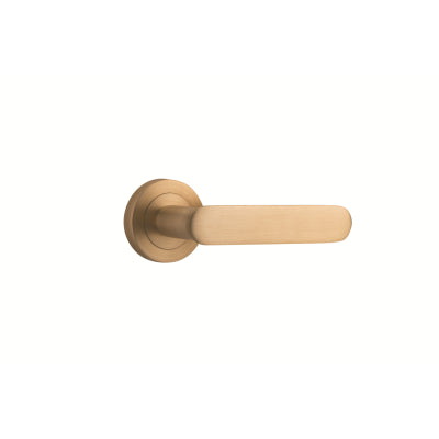 Iver Door Lever Bronte Rose Round Concealed Fix Pair Brushed Brass L117xP56mm BPD52mm