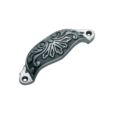 Tradco Drawer Pull Ornate Cupped Iron Polished Metal H35xL110mm