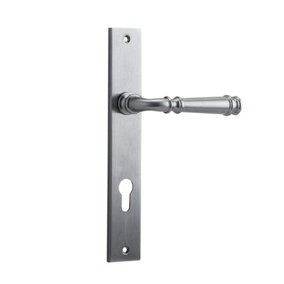 Iver Door Lever Verona Rectangular Euro Pair Brushed Chrome CTC85mm L122xP56mm BPH240xW38mm