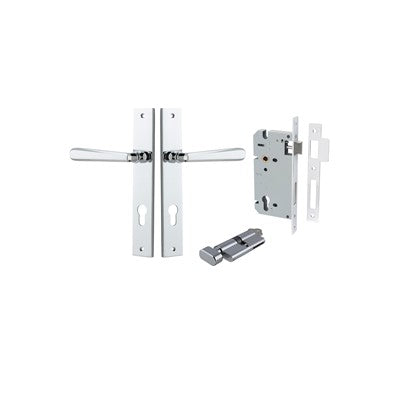 Iver Door Lever Copenhagen Rectangular Polished Chrome Key / Thumb Entrance Kit