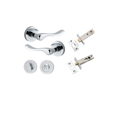 Iver Door Lever Stirling Rose Round Polished Chrome Privacy Kit