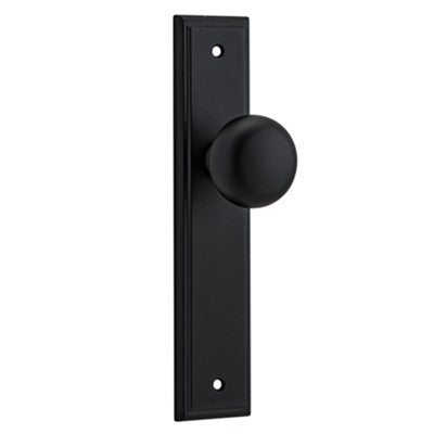 Iver Door Knob Cambridge Stepped Latch Pair Matt Black D55xP63mm BPH237xW50mm