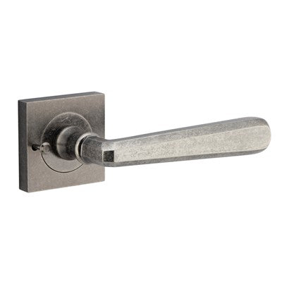 Iver Door Lever Copenhagen Rose Square Distressed Nickel Inbuilt Privacy Kit