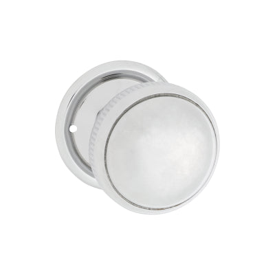 Tradco Door Knob Milled Edge Round Rose Pair Chrome Plated D45xP46mm BP45mm