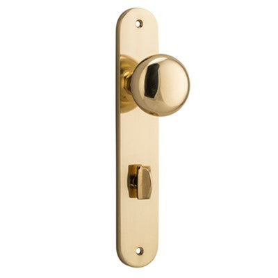 Iver Door Knob Cambridge Oval Privacy Pair Polished Brass CTC85mm D55xP60mm BPH240xW40mm