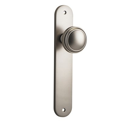 Iver Door Knob Paddington Oval Latch Pair Satin Nickel D55xP61mm BPH240xW40mm