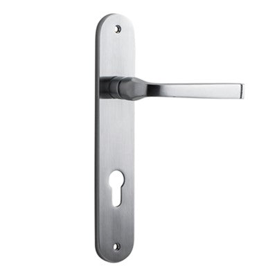 Iver Door Lever Annecy Oval Euro Pair Brushed Chrome CTC85mm L117xP63mm BPH240xW40mm