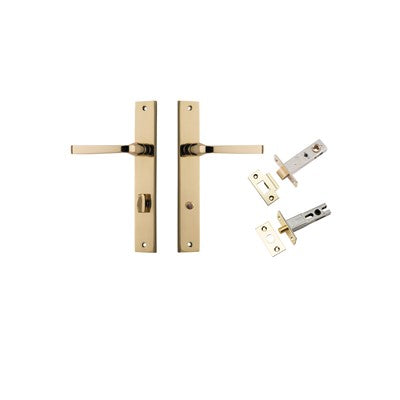 Iver Door Lever Annecy Rectangular Polished Brass Privacy Kit