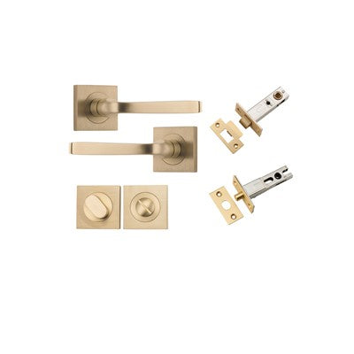 Iver Door Lever Annecy Rose Square Brushed Brass Privacy Kit