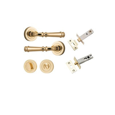 Iver Door Lever Verona Rose Round Polished Brass Privacy Kit