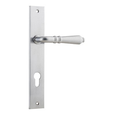 Iver Door Lever Sarlat Rectangular Euro Pair Brushed Chrome CTC85mm L111xP53mm BPH240xW38mm