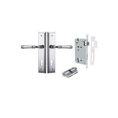 Iver Door Lever Verona Stepped Polished Chrome Key / Key Entrance Kit