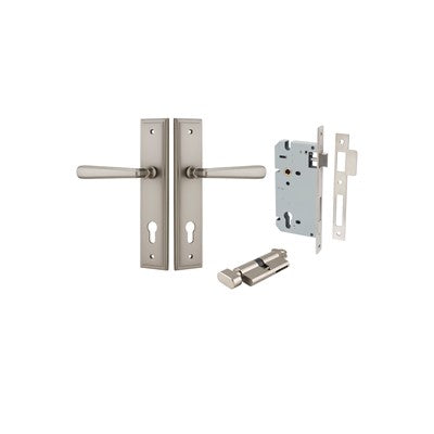 Iver Door Lever Copenhagen Stepped Satin Nickel Key / Thumb Entrance Kit