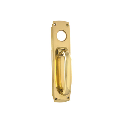 Tradco Pull Handle Knocker Art Deco Cylinder Hole Polished Brass H240xW60mm