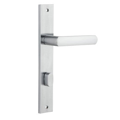 Iver Door Lever Osaka Rectangular Privacy Pair Brushed Chrome CTC85mm L120xP52mm BPH240xW38mm