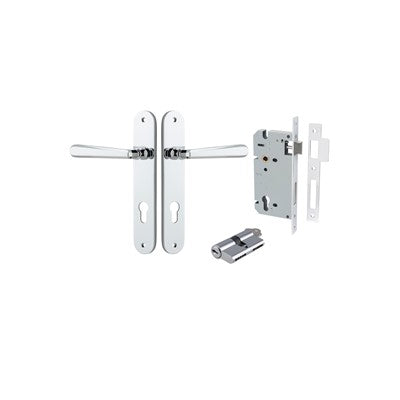 Iver Door Lever Copenhagen Oval Polished Chrome Key / Key Entrance Kit