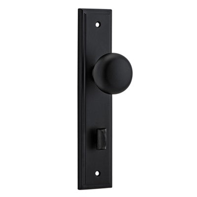 Iver Door Knob Cambridge Stepped Privacy Pair Matt Black CTC85mm D55xP63mm BPH237xW50mm