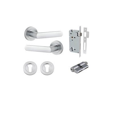 Iver Door Lever Osaka Rose Round Brushed Chrome Key / Key Entrance Kit