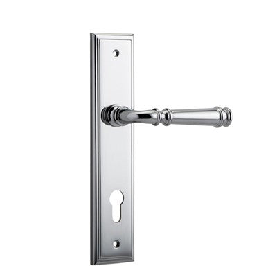 Iver Door Lever Verona Stepped Euro Pair Polished Chrome CTC85mm L122xP59mm BPH237xW50mm