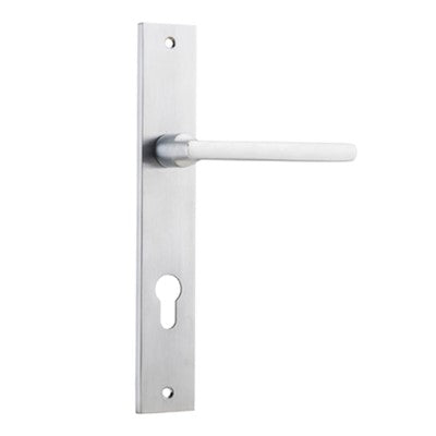 Iver Door Lever Baltimore Rectangular Euro Pair Brushed Chrome CTC85mm L118xP54mm BPH240xW38mm