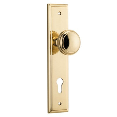 Iver Door Knob Paddington Stepped Euro Pair Polished Brass CTC85mm D55xP64mm BPH237xW50mm