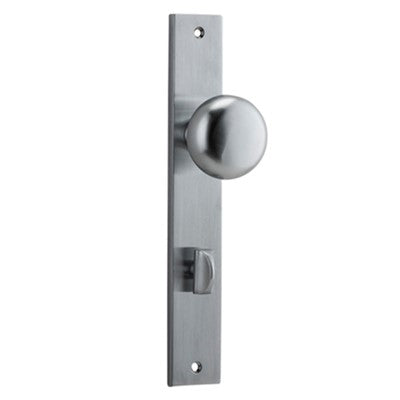 Iver Door Knob Cambridge Rectangular Privacy Pair Brushed Chrome CTC85mm D55xP60mm BPH240xW38mm