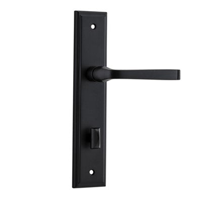 Iver Door Lever Annecy Stepped Privacy Pair Matt Black CTC85mm L117xP66mm BPH237xW50mm