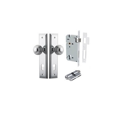 Iver Door Knob Guildford Stepped Polished Chrome Key / Key Entrance Kit