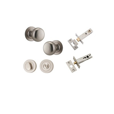 Iver Door Knob Cambridge Rose Round Satin Nickel Privacy Kit