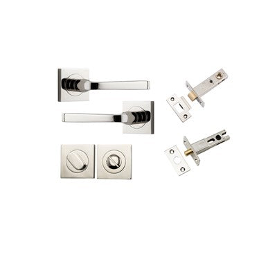 Iver Door Lever Annecy Rose Square Polished Nickel Privacy Kit